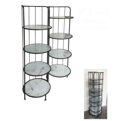 Marble Glass Foldable Iron Storage Shelving Unit