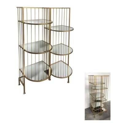 Gold Iron Shelving Unit with Mirrored shelves