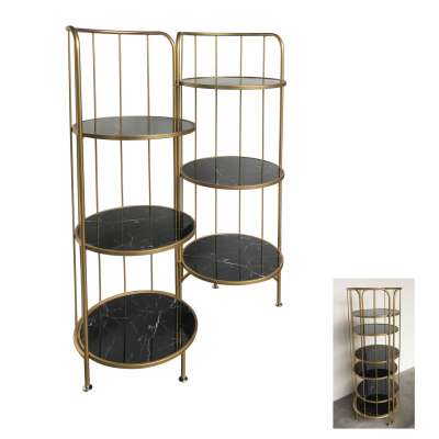 Marble Glass Foldable Gold Iron Storage Shelving Unit